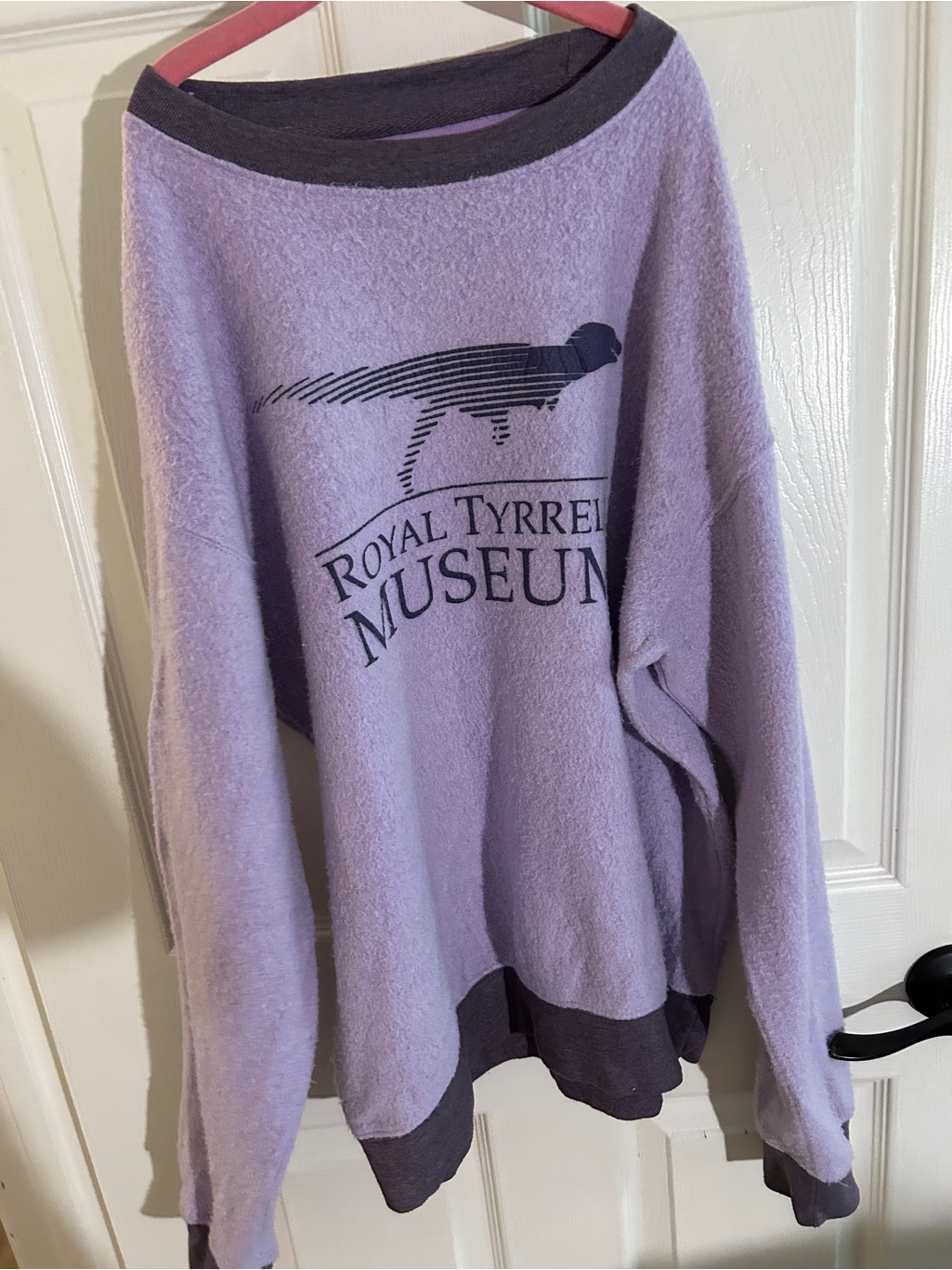 Royal Tyrrell Museum Felt-Like Cotton Lavender Crewneck Sweater